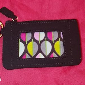 Zip ID Case by Vera Bradley w/ Key Ring, Microfiber (Black) - Small, NWT